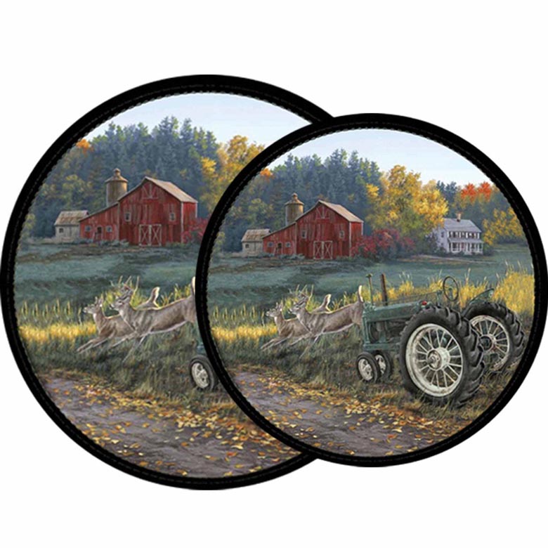 ~ Farm Tractor Morning Run Metal Stove Burner Covers