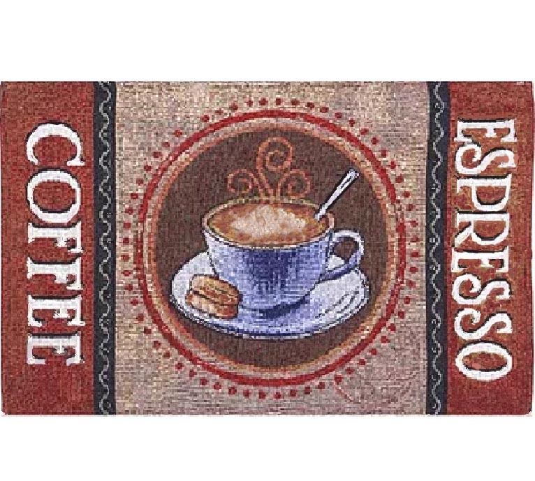 * 4 Cloth-Fabric Tapestry-Coffee Themed Placemats Espresso