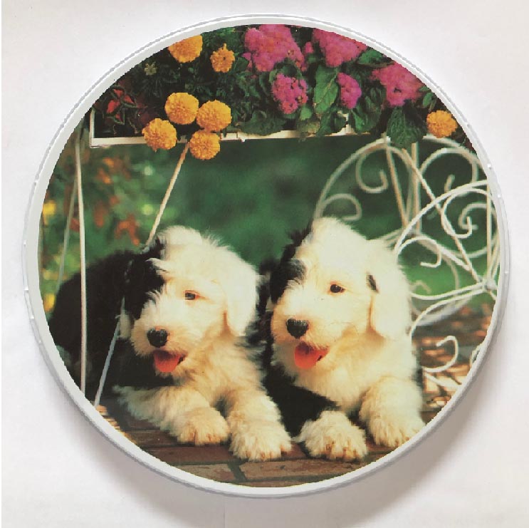 CLASSIC COLLECTIBLE - Round Metal Stove Burner Covers Puppies