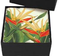 4 Cork-Backed Coasters Tropical Heliconia