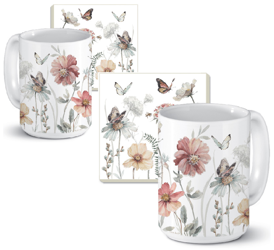 ! 4-pc Ceramic Microwave Safe Mugs-coasters Country Weekend