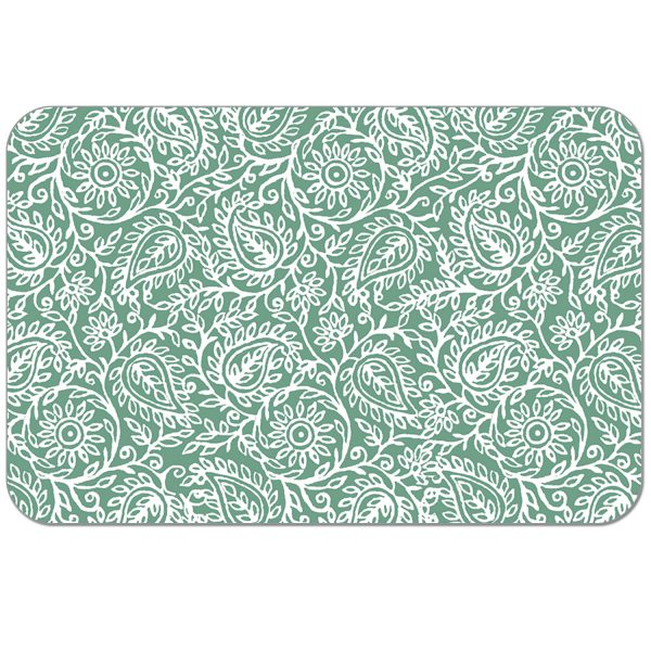 * Beautiful Frosted 4 See-Thru Plastic Placemats Teal Paisley