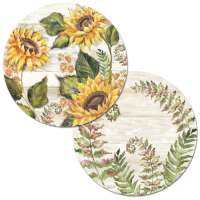 * 4 Reversible Floral Round Plastic Placemats Sunflowers