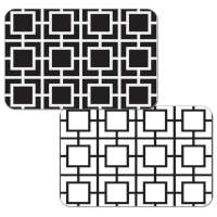Black and White Squares 4 Reversible Vinyl Plastic Placemats