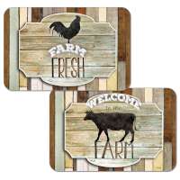 ! 4 Wipe-Clean Plastic Placemats Farmhouse Rooster Farm Fresh