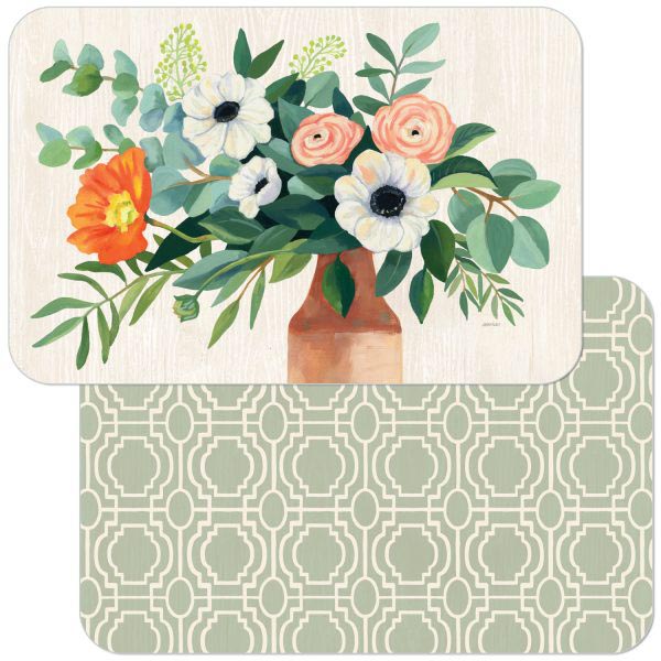 ! 4 Beautiful Floral Reversible Plastic Placemats Fresh Poppies