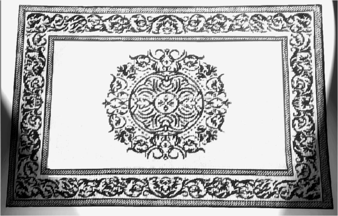 ! 4 Tapestry Fabric Placemats-Fleur DeLis Medallion Black-White