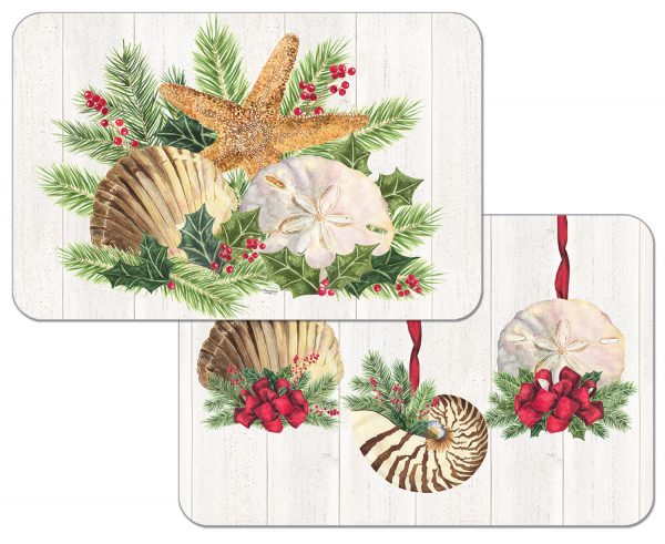 4 Christmas Holiday Beach Plastic Placemats 4 Christmas Holiday Beach Plastic Placemats