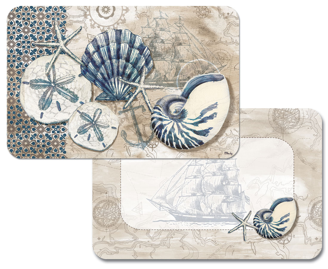 ! 4 Beach Coastal Plastic Placemats Tide Pool Seashells ! 4 Beach Coastal Plastic Placemats Tide Pool Seashells
