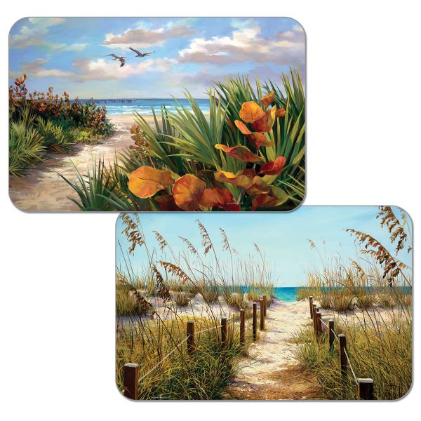 !Nautical Beach Vinyl Plastic Placemats Path to The Ocean