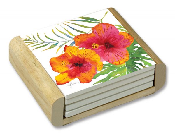 ~ Coastal Beach Tropical Paradise Coaster 4pc Set ~ Coastal Beach Tropical Paradise Coaster 4pc Set