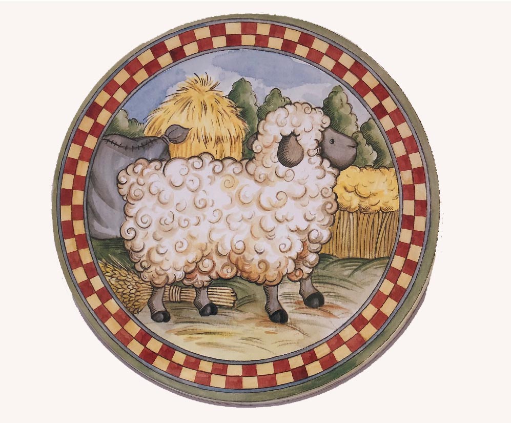 * CLASSIC Gem! Round Metal Stove Burner Covers Sheep * CLASSIC Gem! Round Metal Stove Burner Covers Sheep