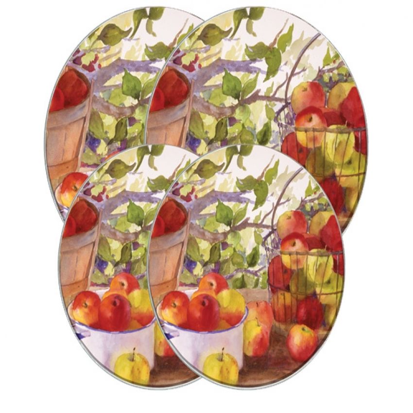 Country Apple Baskets Round Metal Burner Covers Country Apple Baskets Round Metal Burner Covers