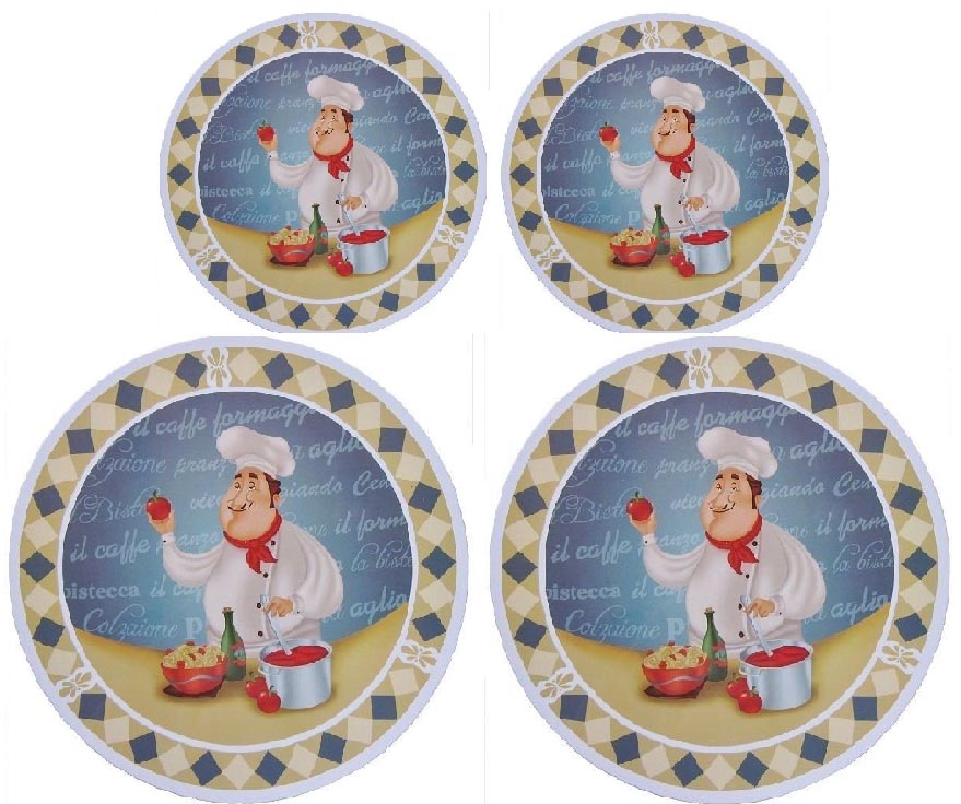 Blue Chef Themed Round Stove Metal Burner Covers Blue Chef Themed Round Stove Metal Burner Covers
