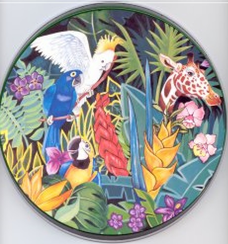 ! - Tropical Jungle Parrot Bird Metal Stove Burner Covers ! - Tropical Jungle Parrot Bird Metal Stove Burner Covers