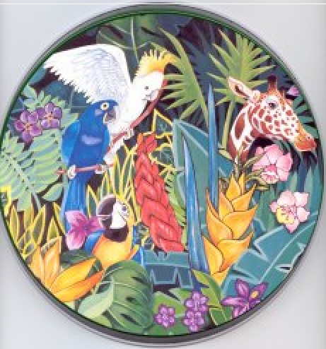 ! - Tropical Jungle Parrot Bird Metal Stove Burner Covers