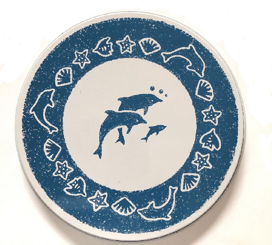 ! Dolphins Coastal Round Metal Stove Burner Covers ! Dolphins Coastal Round Metal Stove Burner Covers