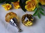 ~SMALL Set Of 2 Amber Solid Crystal Glass Drawer Door Pull ~SMALL Set Of 2 Amber Solid Crystal Glass Drawer Door Pull