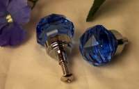 SMALL Set Of 2 Cobalt Blue Crystal Glass Drawer Door Pull SMALL Set Of 2 Cobalt Blue Crystal Glass Drawer Door Pull