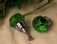 SMALL Set Of 2 Green Crystal Glass DrawerDoor Pull SMALL Set Of 2 Green Crystal Glass DrawerDoor Pull