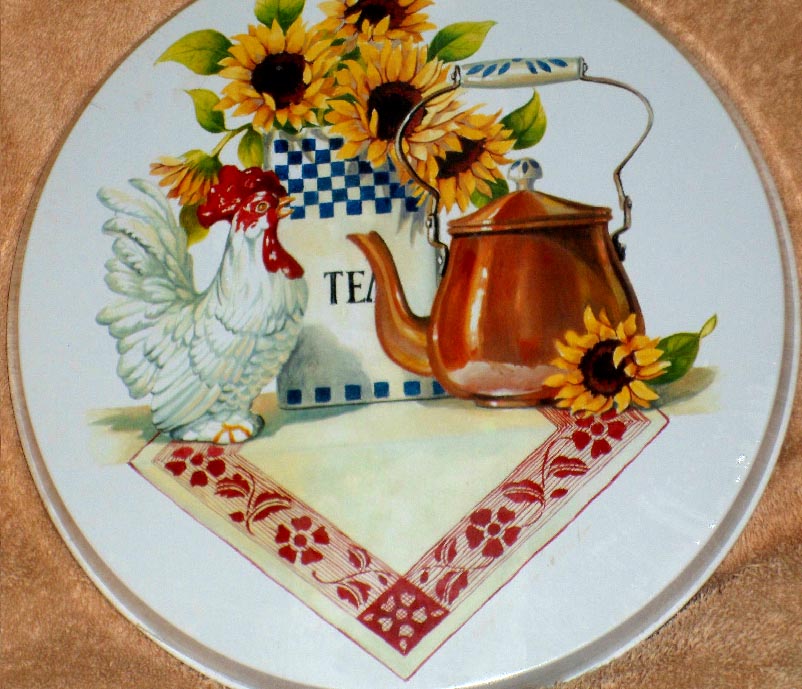 A Rooster Sunflower Round Metal Stove Burner Covers A Rooster Sunflower Round Metal Stove Burner Covers