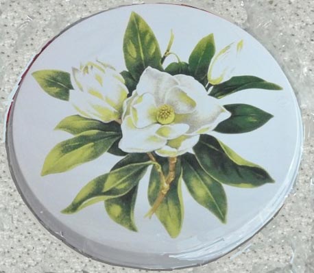 * LAST SET of 4 Magnolia floral Round Metal Stove Burner Covers * LAST SET of 4 Magnolia floral Round Metal Stove Burner Covers