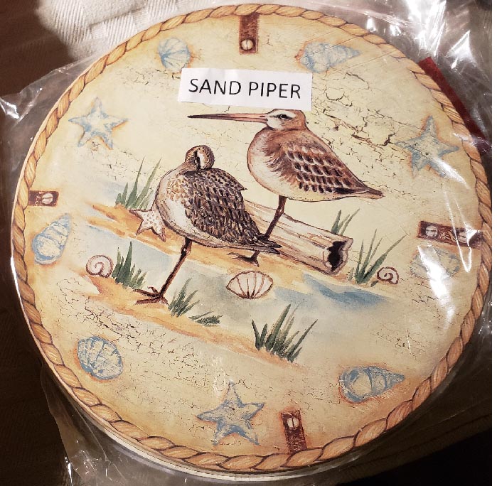 * Beach Nautical Sandpiper Round Metal Stove Burner Covers * Beach Nautical Sandpiper Round Metal Stove Burner Covers