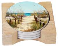 Path to Beach absorbent stone coasters
