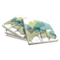 4 CorkBacked Coasters Teal Floral Gingko Leaf 4 CorkBacked Coasters Teal Floral Gingko Leaf