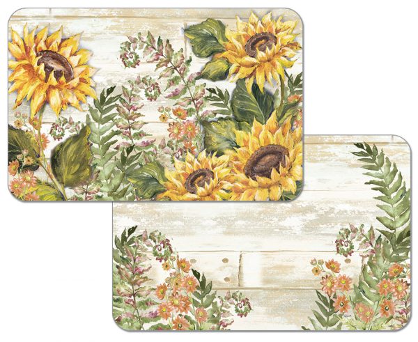 !- 4 Country Floral Reversible Plastic Placemats Sunflowers !- 4 Country Floral Reversible Plastic Placemats Sunflowers
