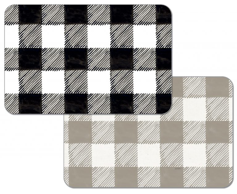 ! 4 Bistro Taupe or Black Buffalo Check Plastic Placemats ! 4 Bistro Taupe or Black Buffalo Check Plastic Placemats