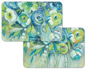 ! 4 Blue and Green Floral Placemats Summer Blooms ! 4 Blue and Green Floral Placemats Summer Blooms