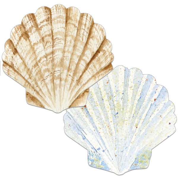 ! 4 Reversible Beach Coastal Plastic Placemats Seashell Shape ! 4 Reversible Beach Coastal Plastic Placemats Seashell Shape