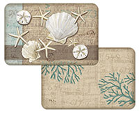 4 Linen Seashell nautical Beach 4 Plastic Placemats