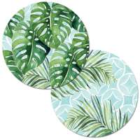 * 4 Reversible Round Plastic Placemats Tropical Foliage * 4 Reversible Round Plastic Placemats Tropical Foliage
