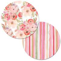 * 4 Floral Pink/Peach Round Plastic Placemats Profusion * 4 Floral Pink/Peach Round Plastic Placemats Profusion