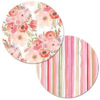 * 4 Floral Pink/Peach Round Plastic Placemats Profusion