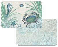 * 4 Beach Coastal Plastic Placemats Oceana * 4 Beach Coastal Plastic Placemats Oceana