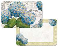 4 Blue Botanical Hydrangeas Floral Plastic Placemats