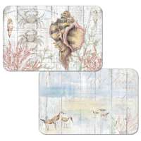 ! Beach coastal Nautical Plastic Placemats Shoreline Shells