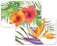 * 4 Colorful Tropical Paradise Floral Plastic Placemats * 4 Colorful Tropical Paradise Floral Plastic Placemats