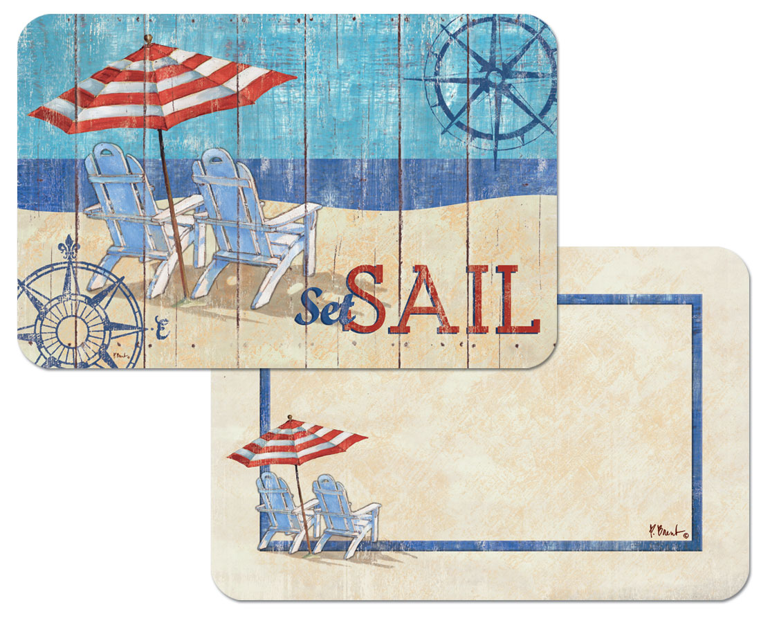 Nautical Beach Blue Plastic Placemats Seas The Day