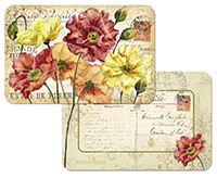 ! 4 Red Floral Plastic Vinyl Placemats Le Fleur Poppy ! 4 Red Floral Plastic Vinyl Placemats Le Fleur Poppy