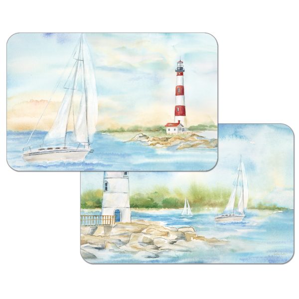 ! Beach Coastal 4 Lighthouse Scene Plastic Placemats ! Beach Coastal 4 Lighthouse Scene Plastic Placemats