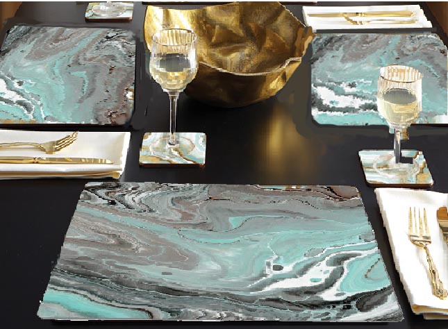 ! - A Sage Marble-Granite Look Heavy Duty Plastic Placemat ! - A Sage Marble-Granite Look Heavy Duty Plastic Placemat