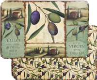 * CLEARANCE 4 Olive Plastic Placemats Olio Italia * CLEARANCE 4 Olive Plastic Placemats Olio Italia