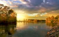 * Glass Cuttingboard Trivet Lake At Sunrise * Glass Cuttingboard Trivet Lake At Sunrise
