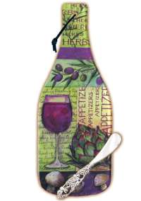 `Wine Bottle Collage Glass Cheese Cuttingboard
