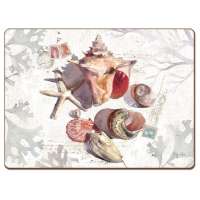 ! 4 Cork Back Hardboard Placemats Beach Sand Seashells ! 4 Cork Back Hardboard Placemats Beach Sand Seashells