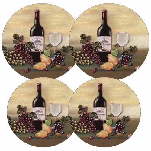 ~ Grape Wine Bottle Round Stove Burner Covers ~ Grape Wine Bottle Round Stove Burner Covers
